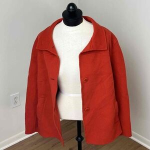Talbots Womens Orange Wool Blend Collared‎ Button 2 Button Jacket Size 24W
